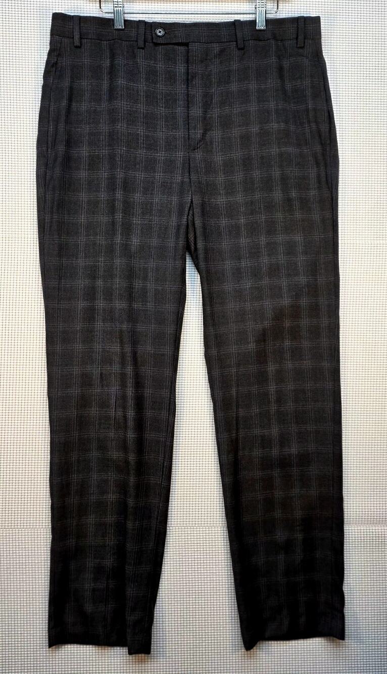 Lauren Ralph Lauren Men's Plaid Dress Pants 36x32 Grey Charcoal Trousers Slacks